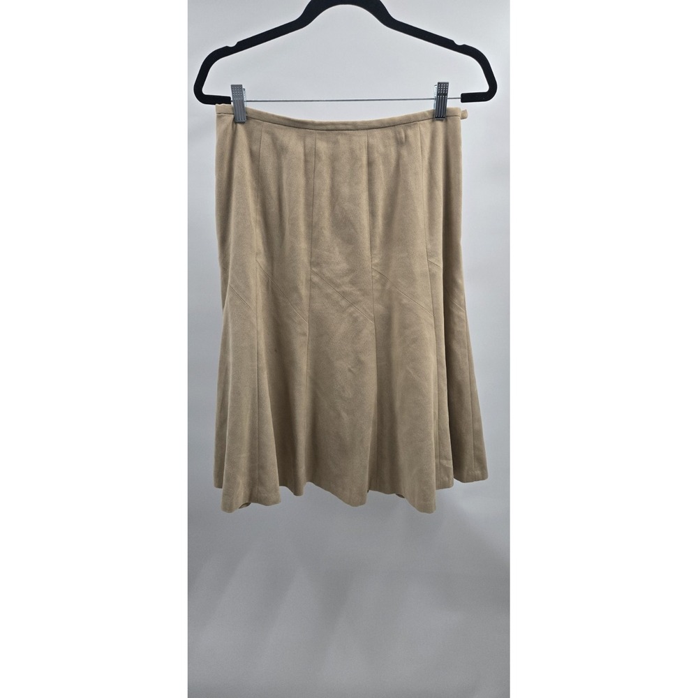Talbots Women's Skirt Size 10 Stretch Faux Suede Brushed Finish‎ Tan Side Zip